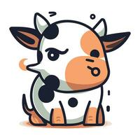 mignonne dessin animé vache. vecteur illustration dans une plat style. ferme animal.