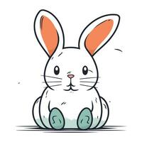 mignonne dessin animé lapin isolé sur une blanc Contexte. vecteur illustration.