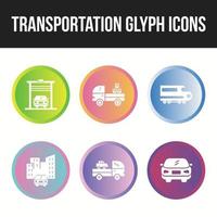 jeu d'icônes d'icône de glyphe de transport unique vecteur