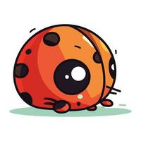 mignonne dessin animé coccinelle isolé sur blanc Contexte. vecteur illustration.