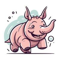 mignonne dessin animé rhinocéros. vecteur illustration dans dessin animé style