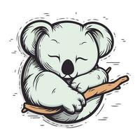 koala en portant une bâton. vecteur illustration de une dessin animé koala.