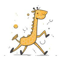 mignonne girafe en cours d'exécution. vecteur illustration dans plat linéaire style.