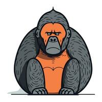 vecteur illustration de une gorille dans une plat style. dessin animé personnage.