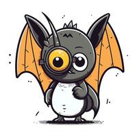 mignonne dessin animé chauve souris avec écouteurs. vecteur illustration isolé sur blanc Contexte.