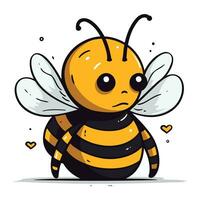 mignonne dessin animé abeille isolé sur une blanc Contexte. vecteur illustration.