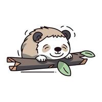 mignonne peu Panda en train de dormir sur une branche. vecteur illustration.