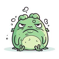 triste dessin animé grenouille. vecteur illustration de une vert grenouille avec triste yeux.