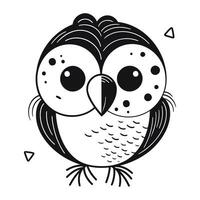 mignonne hibou. noir et blanc vecteur illustration pour coloration livre.