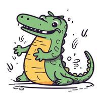 crocodile vecteur illustration. mignonne dessin animé crocodile.