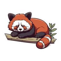 mignonne rouge Panda en train de dormir sur une branche. vecteur illustration.