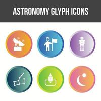 jeu d'icônes vectorielles de glyphe d'astronomie unique vecteur