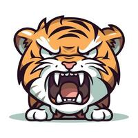 en colère tigre dessin animé mascotte personnage. vecteur illustration.