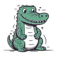 crocodile vecteur illustration. mignonne dessin animé crocodile.