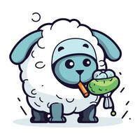 dessin animé mouton avec un la glace crème. vecteur illustration dans dessin animé style.