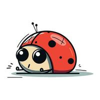 dessin animé coccinelle isolé sur blanc Contexte. mignonne vecteur illustration.