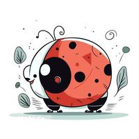 mignonne dessin animé coccinelle. vecteur illustration de une coccinelle.