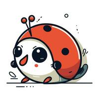 mignonne dessin animé coccinelle. vecteur illustration de une coccinelle.