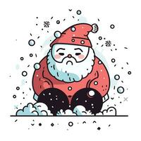 mignonne main tiré vecteur illustration de Père Noël claus séance dans le neige.