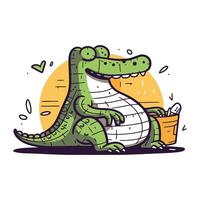 crocodile. vecteur illustration. mignonne dessin animé crocodile.