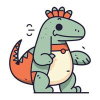 mignonne dessin animé dinosaure personnage. vecteur illustration dans une plat style.