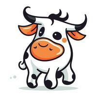 mignonne dessin animé vache isolé sur une blanc Contexte. vecteur illustration.