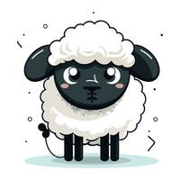 mignonne mouton avec triste expression. vecteur illustration dans dessin animé style.