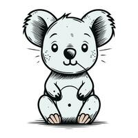 mignonne koala dessin animé griffonnage main tiré vecteur illustration.