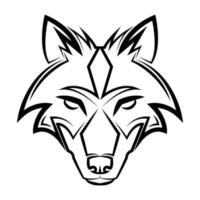 dessin au trait noir et blanc de la tête de loup vecteur