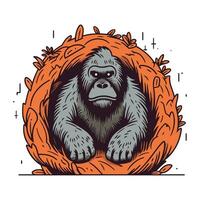 gorille dans une nid. vecteur illustration pour votre conception.