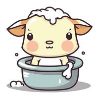 mouton dans baignoire personnage dessin animé vecteur illustration. mignonne mouton personnage.