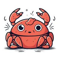 mignonne crabe. vecteur illustration de une mignonne dessin animé Crabe isolé sur blanc Contexte.