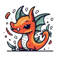 marrant dessin animé dragon personnage. vecteur illustration de une mignonne rouge dragon.