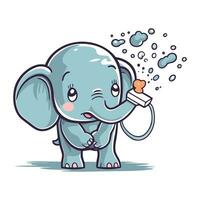 l'éléphant en jouant avec savon bulles. mignonne dessin animé vecteur illustration.
