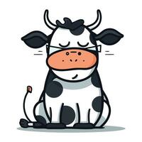 mignonne vache dessin animé mascotte personnage. vecteur illustration.