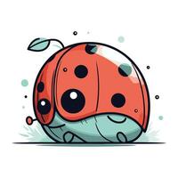 vecteur illustration de mignonne peu coccinelle. isolé sur blanc Contexte.