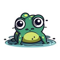 grenouille dans l'eau. mignonne dessin animé personnage. vecteur illustration.