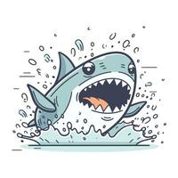 requin attaque. vecteur illustration de une dessin animé requin attaque dans l'eau.