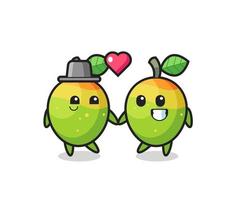 couple de personnage de dessin animé de mangue avec un geste amoureux vecteur