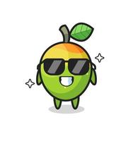 mascotte de dessin animé de mangue avec un geste cool vecteur