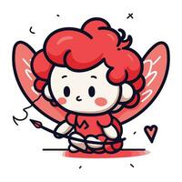 mignonne Cupidon avec La Flèche. vecteur illustration dans dessin animé style.