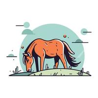 cheval dans le prairie. vecteur illustration dans plat style.