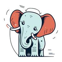mignonne dessin animé l'éléphant. vecteur illustration dans griffonnage style.