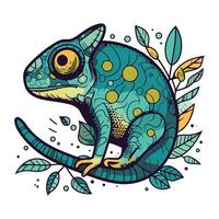 mignonne caméléon. dessin animé caméléon. vecteur illustration.