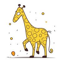 mignonne dessin animé girafe sur blanc Contexte. vecteur illustration dans plat style.