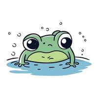 grenouille dans l'eau. mignonne dessin animé personnage. vecteur illustration.