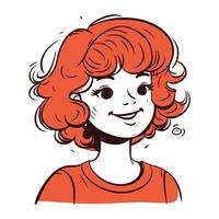 vecteur illustration de une magnifique Jeune femme avec rouge cheveux dans une rouge t chemise.