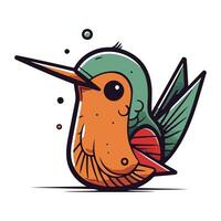 vecteur illustration de une mignonne dessin animé colibri sur une blanc Contexte.