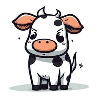 mignonne dessin animé vache. vecteur illustration isolé sur blanc Contexte. ferme animal.