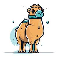 chameau avec une médical masque sur le sien affronter. vecteur illustration.